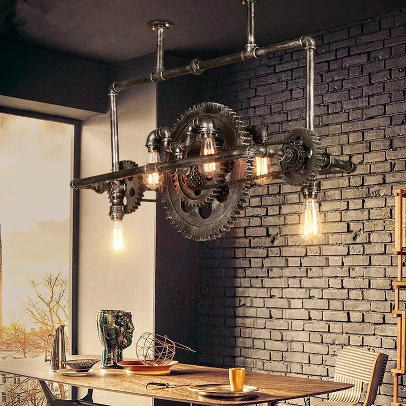 工业风铁艺水管吊灯咖啡店餐厅酒吧KTV创意复古展厅店铺齿轮吊灯