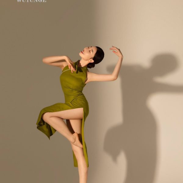 舞韵阁古典舞旗袍舞蹈服中国风复古舞蹈裙高弹力显瘦练功服演出服