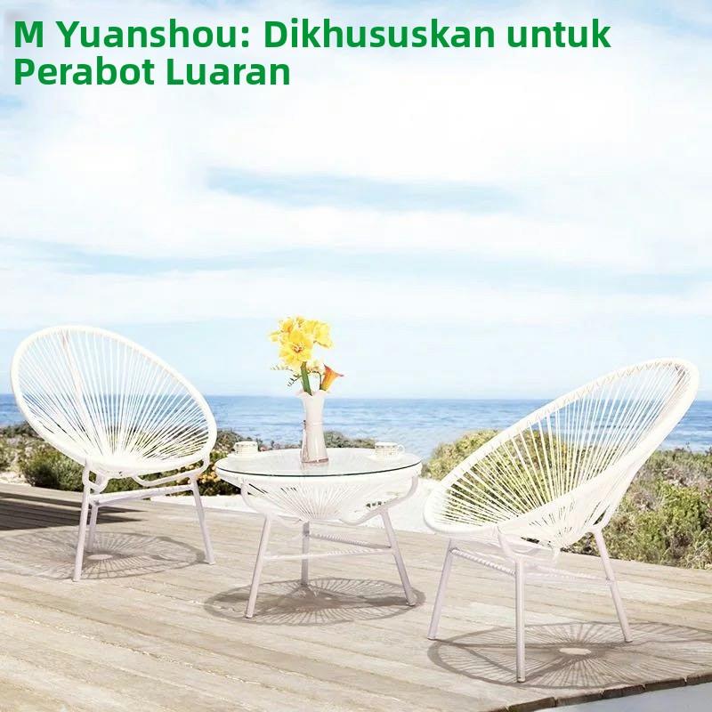 远茂北欧户外阳台藤椅沙发茶几组合三件套室内庭院家具客厅单人