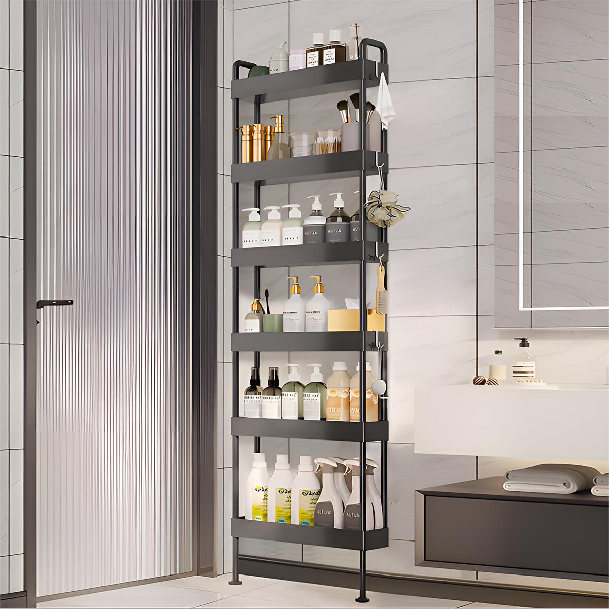 浴室门后置物架靠墙厕所缝隙卫生间夹缝极窄多层洗漱用品收纳架子