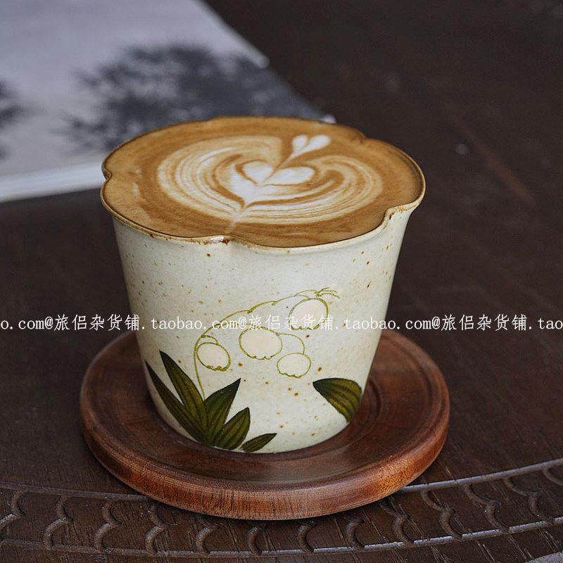 景德镇手作釉下彩铃兰花口咖啡杯拿铁拉花杯主人杯茶杯礼物覆古杯,餐饮具,咖啡杯,淘宝优惠券,粉丝福利购,淘宝优惠卷