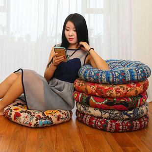 加厚超大蒲团垫 棉麻圆形坐垫椅子垫胖子垫 飘窗榻榻米垫田园布艺