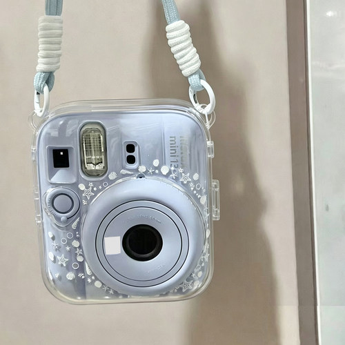 拍立得mini13水晶保护壳子斜跨手提挂绳适用富士迷你12相机保护套