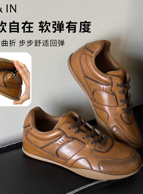 IN&IN【手工擦色德训鞋】2026春款真皮复古欧洲女鞋薄底小皮鞋高