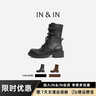 IN&IN【游牧复古靴】加绒厚底4cm复古马丁靴女款秋冬上新靴子女鞋