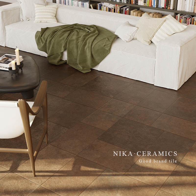 美德拉复古仿古砖棕色别墅瓷砖