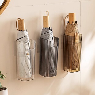 【官方正品】壁挂式雨伞收纳盒入户门免钉放伞透明花瓶水培植物长