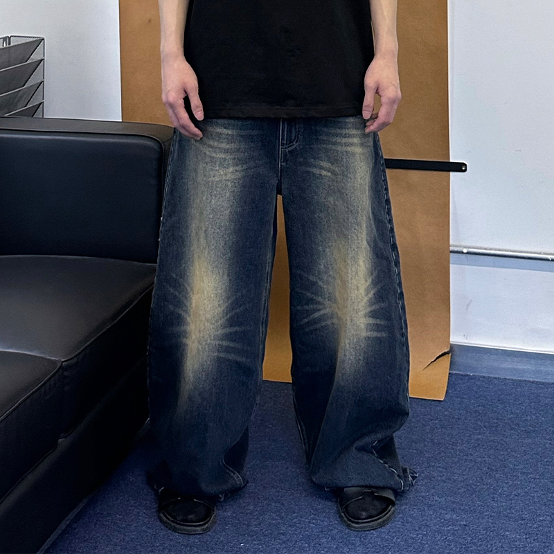 [DRKK]TRIANGLE PROJECT 23ss 重工水洗做旧发黄廓形宽松休闲牛仔