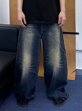 [DRKK]TRIANGLE PROJECT 23ss 重工水洗做旧发黄廓形宽松休闲牛仔