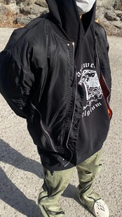 [DRKK]CHIVE MA1空军飞行夹克Bomber高街机能多拉链外套 黑色棉服