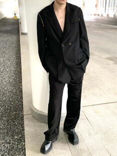 [DRKK]OVER高桥盾 拉链解构休闲西服 UC限定潮流黑色外套宽松男女