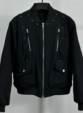 [DRKK]C 2023AW水洗重工铆钉飞行短款夹克棉服bomber廓形厚款外套
