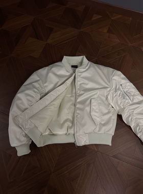 ［DRKK］3M美式MA1飞行夹克香槟色 bomber棉服短宽廓形三防棒球服