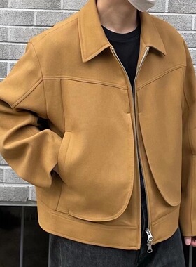 [DRKK]a Seoul 小众独立裁剪解构纯色姜黄色拉链夹克外套男女同款