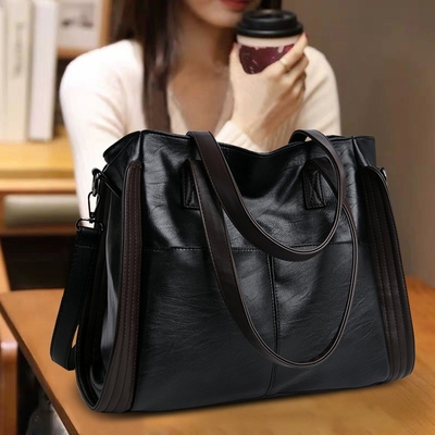 稻草人大容量真皮质感软皮大包包女2025新款手提包单肩女包斜挎包