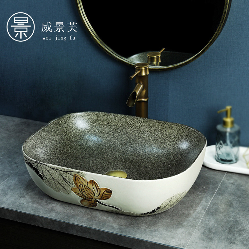 景德镇防溅水复古陶瓷艺术台上盆图片