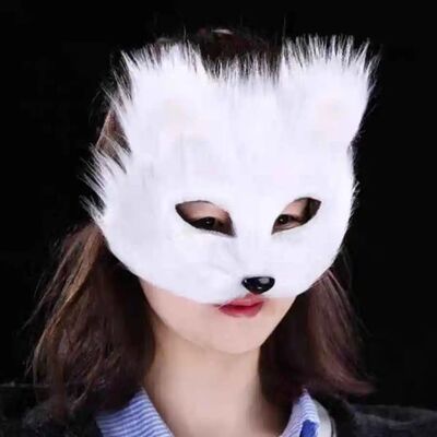 Fluffy Fur Fox Face Masks Animal Wolf Fox Make-up Masks For