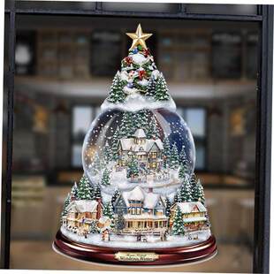 New Christmas Tree Music Box Snowman Window Glass Decoration