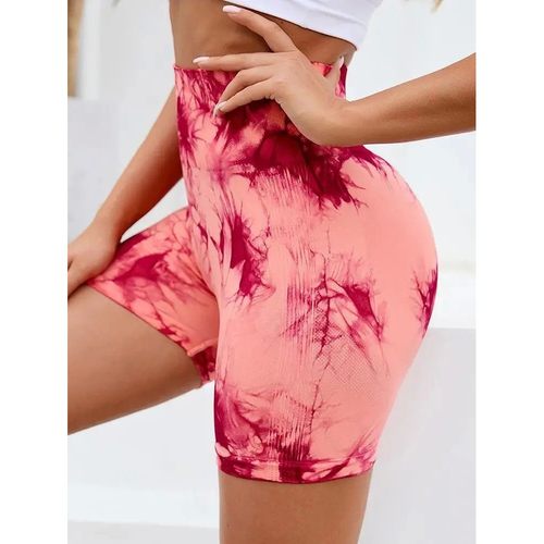 Tie Dye Butt Liftting Sexy Gym Shorts Women Skinny Sretch Hi