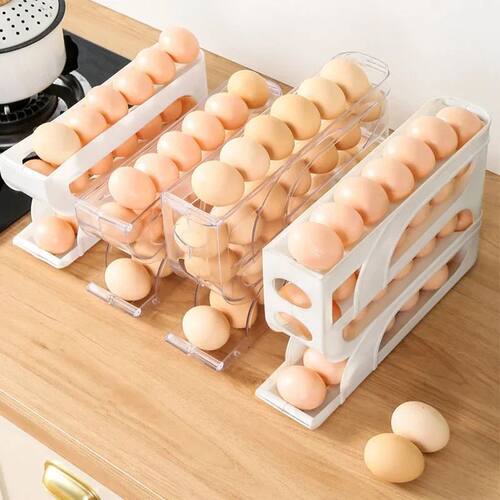Egg Dispenser Automatic Rolling Egg Tray Organizer, Space Sa