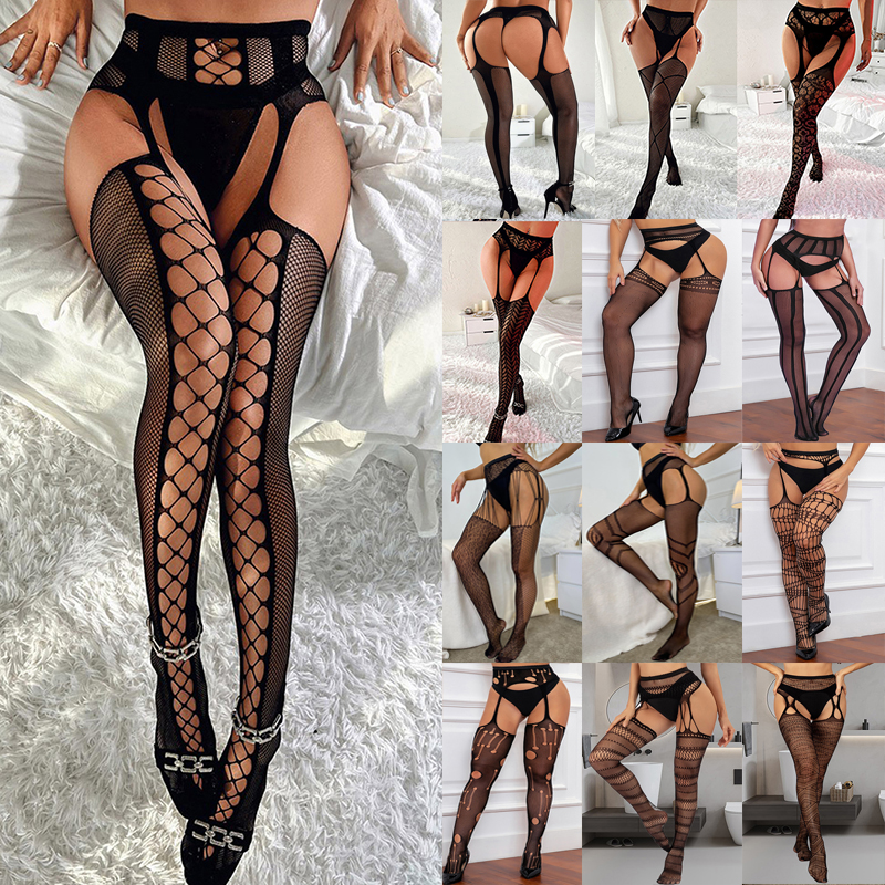 Black Sexy Tights Woman Fishnet Stockings Mesh Leggings Open