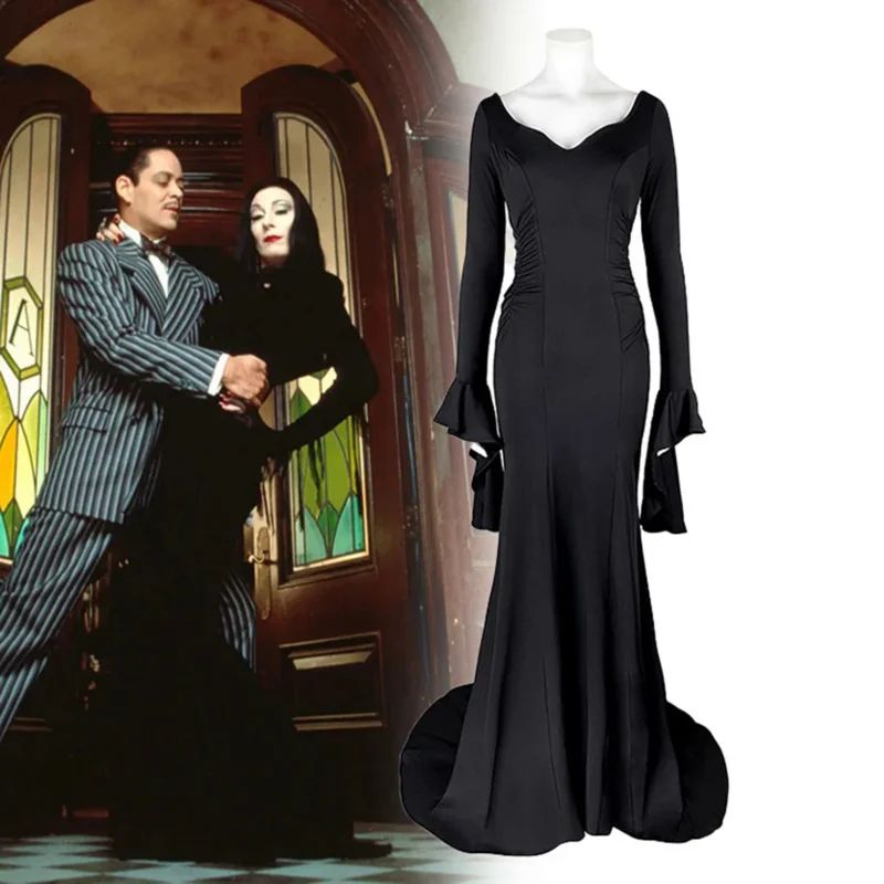 Movie Morticia Cosplay Costume Wednesday Addams Family Cospl