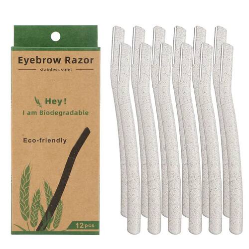 12 Pcs/Box Wheat Straw Face Eyebrow Razor for Women,Facial D