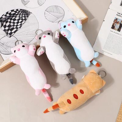 Lovely Long Cat Plush Doll Toys Soft Stuffed Animal Keychain