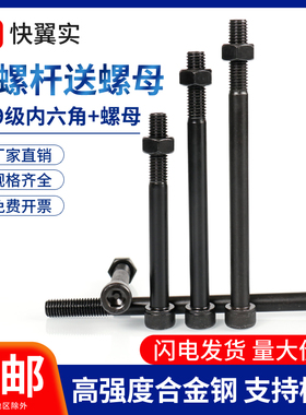 半牙12.9级内六角螺丝螺母套装 加长圆柱头螺钉M3M4M5M8M10M12M16