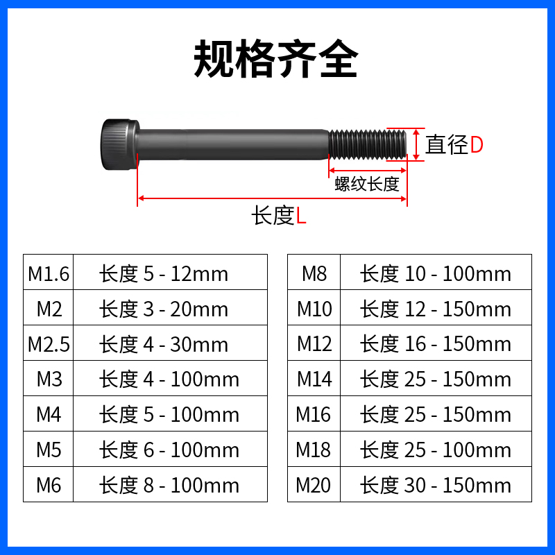 M36/12.9级加长加大内六角螺丝 M36*60*70*500杯头圆柱头螺栓螺柱