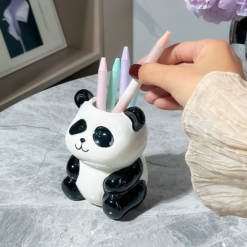 创意熊猫笔筒文具置物架
