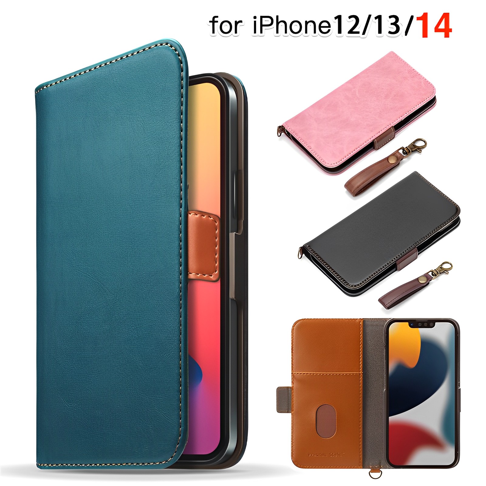 日本正版PGA苹果14ProMax翻盖手机壳14Plus适用iPhone14/13/12插卡皮套