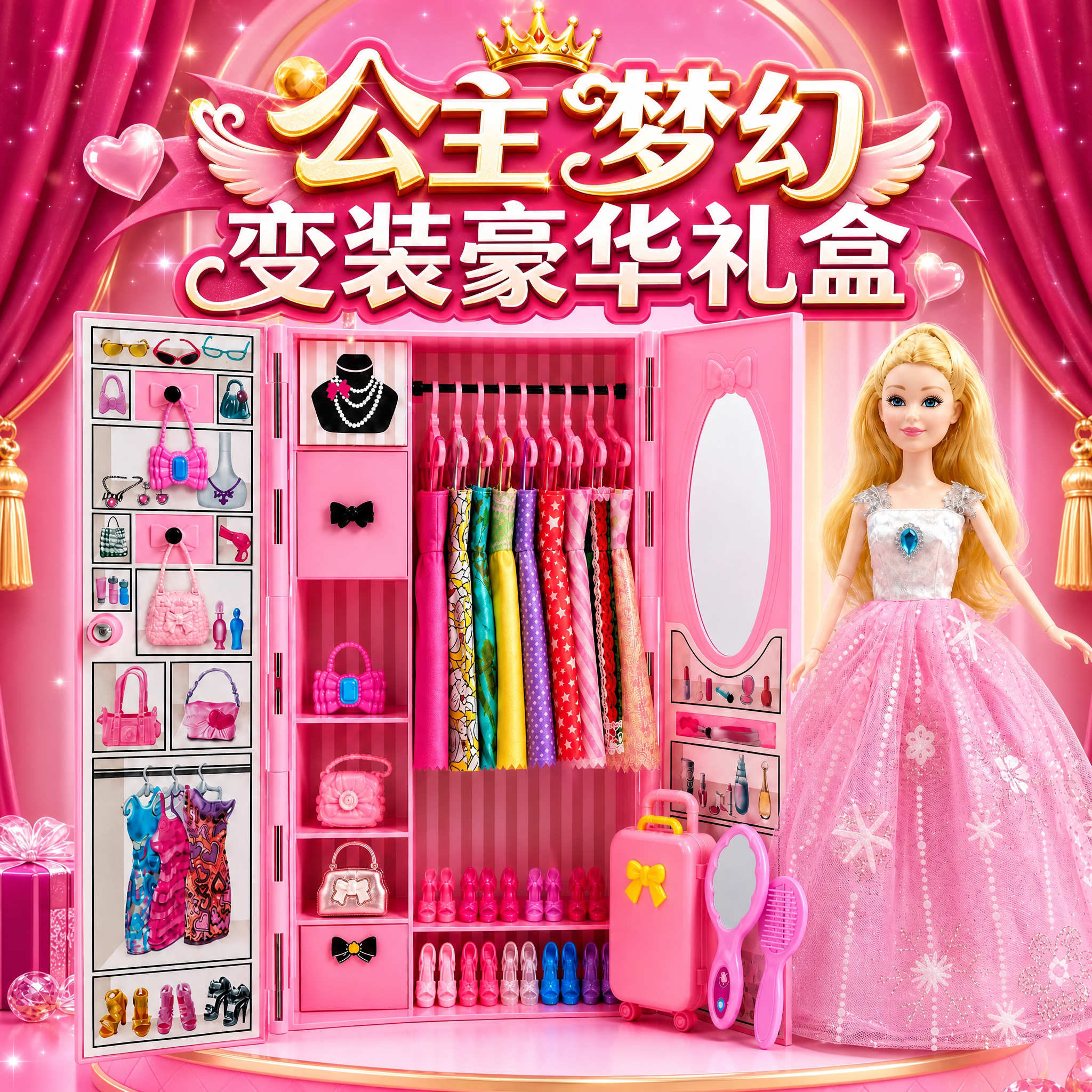女孩时尚公主衣柜换装娃娃套装