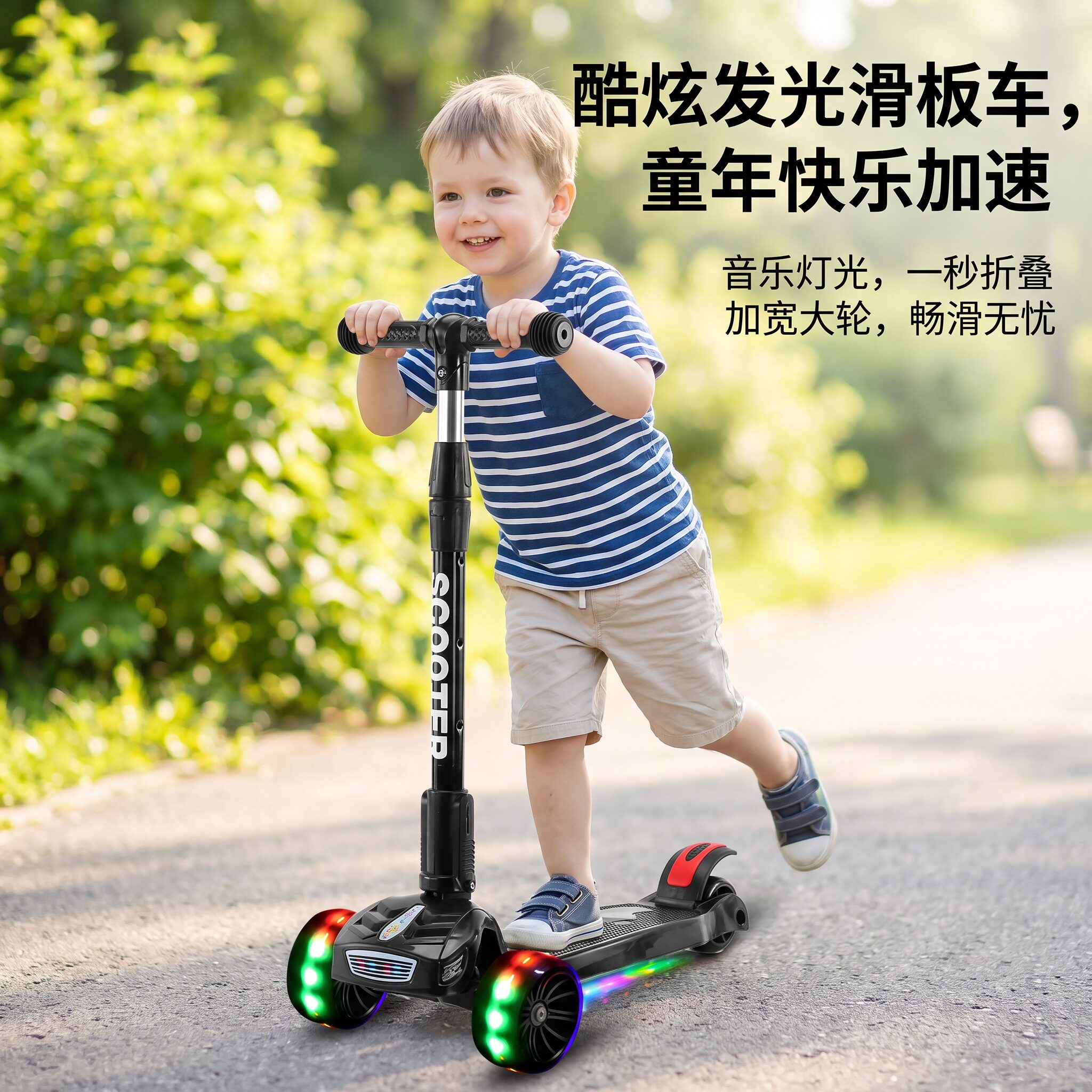 儿童滑板车3到12岁男孩女孩滑行溜溜车2026新款可折叠三轮滑滑车6