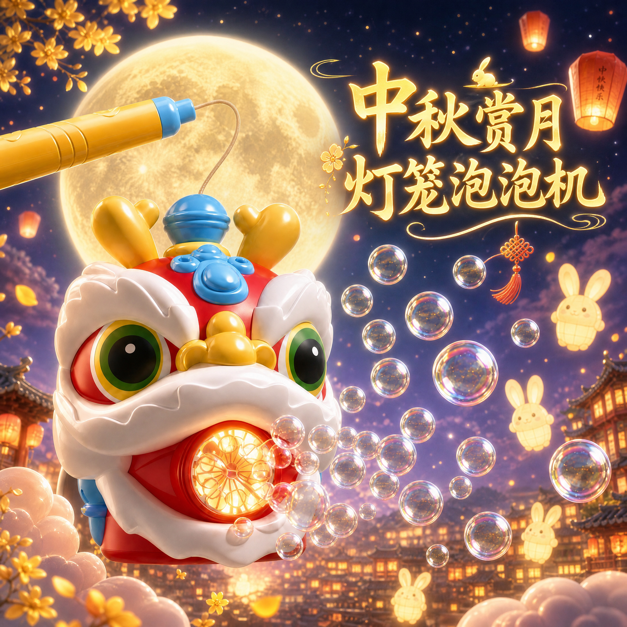 中秋节醒狮灯笼泡泡机儿童手提图片