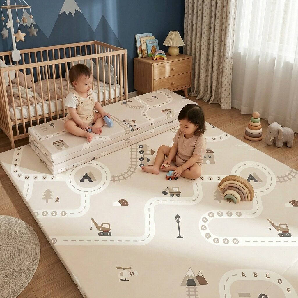 婴儿爬行垫加厚地垫宝宝爬爬垫可折叠安全防摔儿童爬行地板软垫子