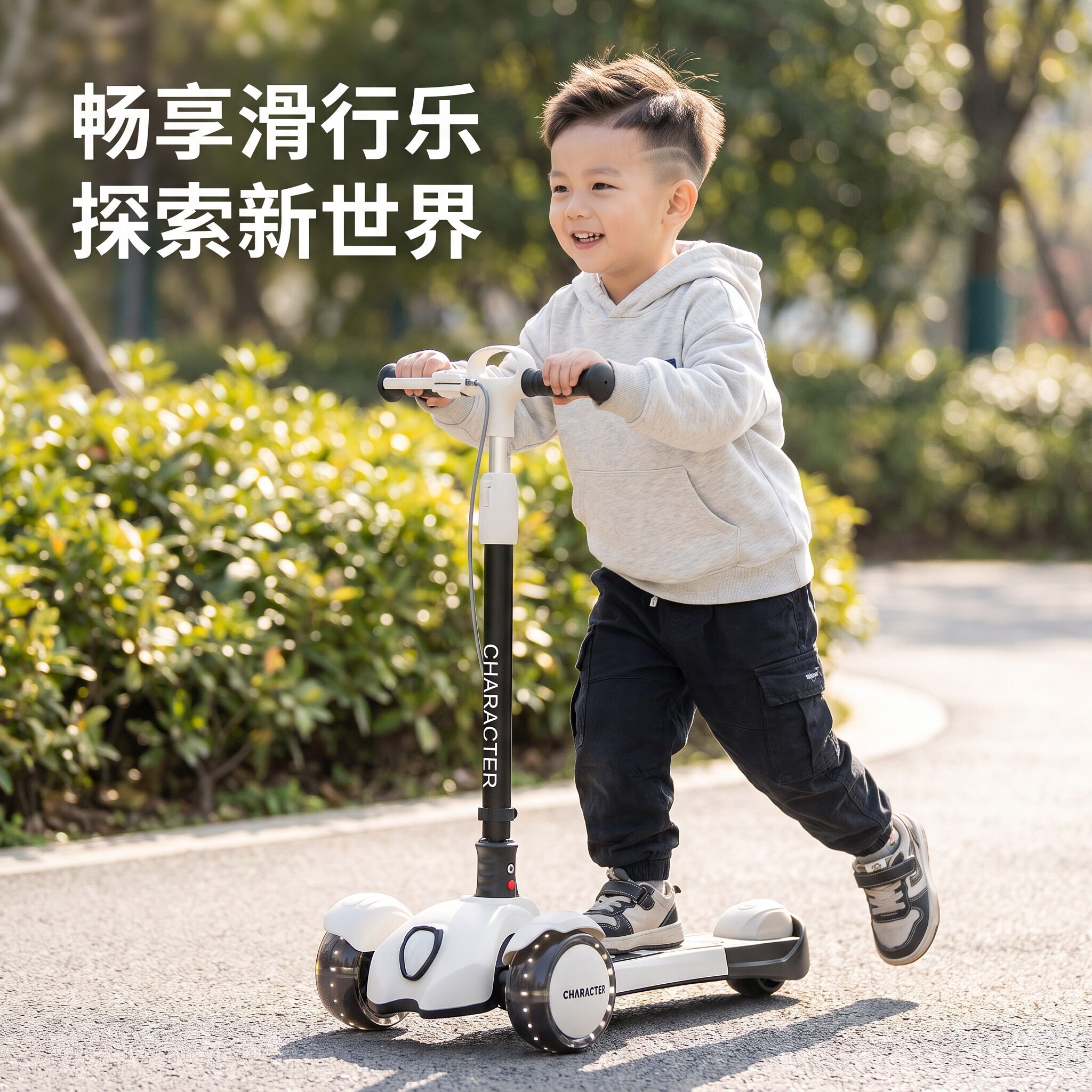儿童滑板车3到6岁大童小孩学生可折叠高级滑滑车可坐可骑2026新款