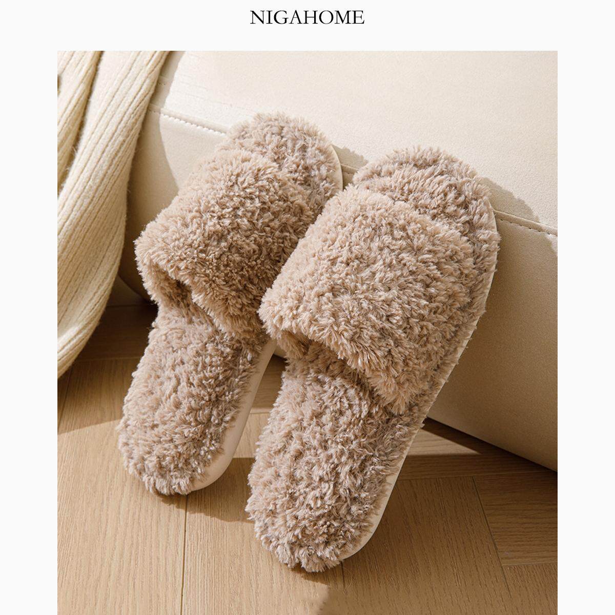 NigaHome 人造皮草效果居家棉拖/棉鞋