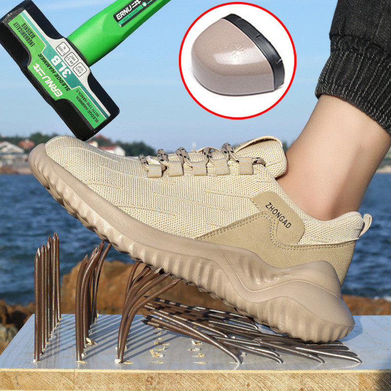SUMMER BREATHABLE LABOR PROTECTION SHOES MENS ANTI-SMASHING AND ANTI-PUNCTURE LIGHTWEIGHT OLD STEEL PLATE STEEL TOE SOFT SOLE COMFORTABLE AND SAFE WORK SHOES