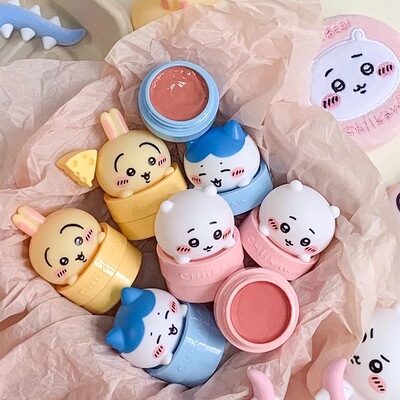 pinkbear皮可熊多用膏chiikawa联名授权腮红膏口红唇釉膨胀色