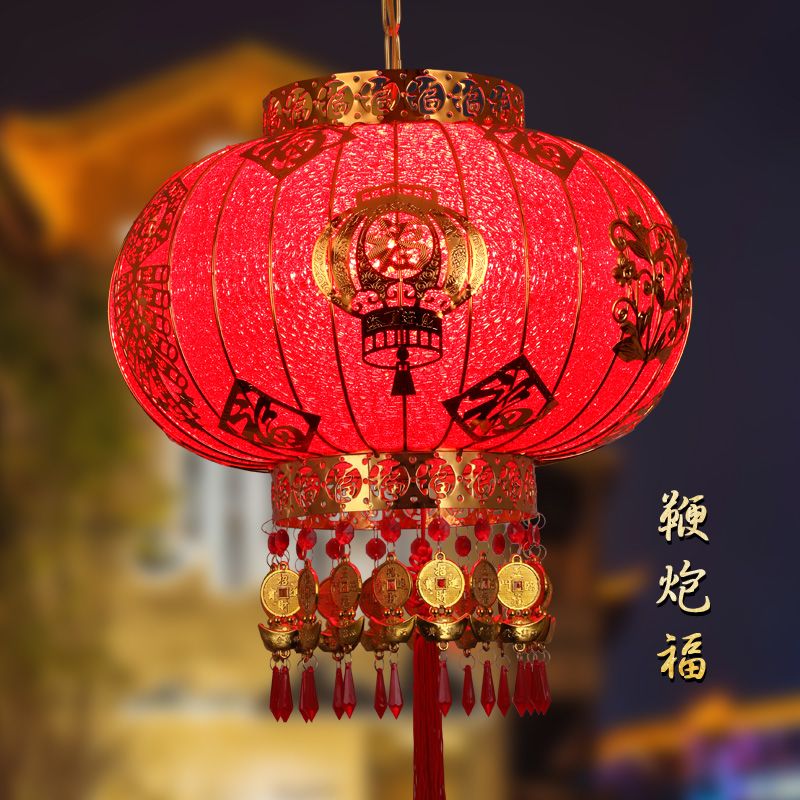 大红阳台滴胶灯笼发光春