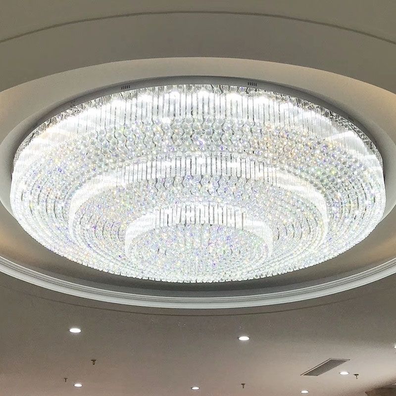 圆形酒店会所大厅工程灯饭店别墅会所大堂过道吸顶客厅餐厅水晶灯