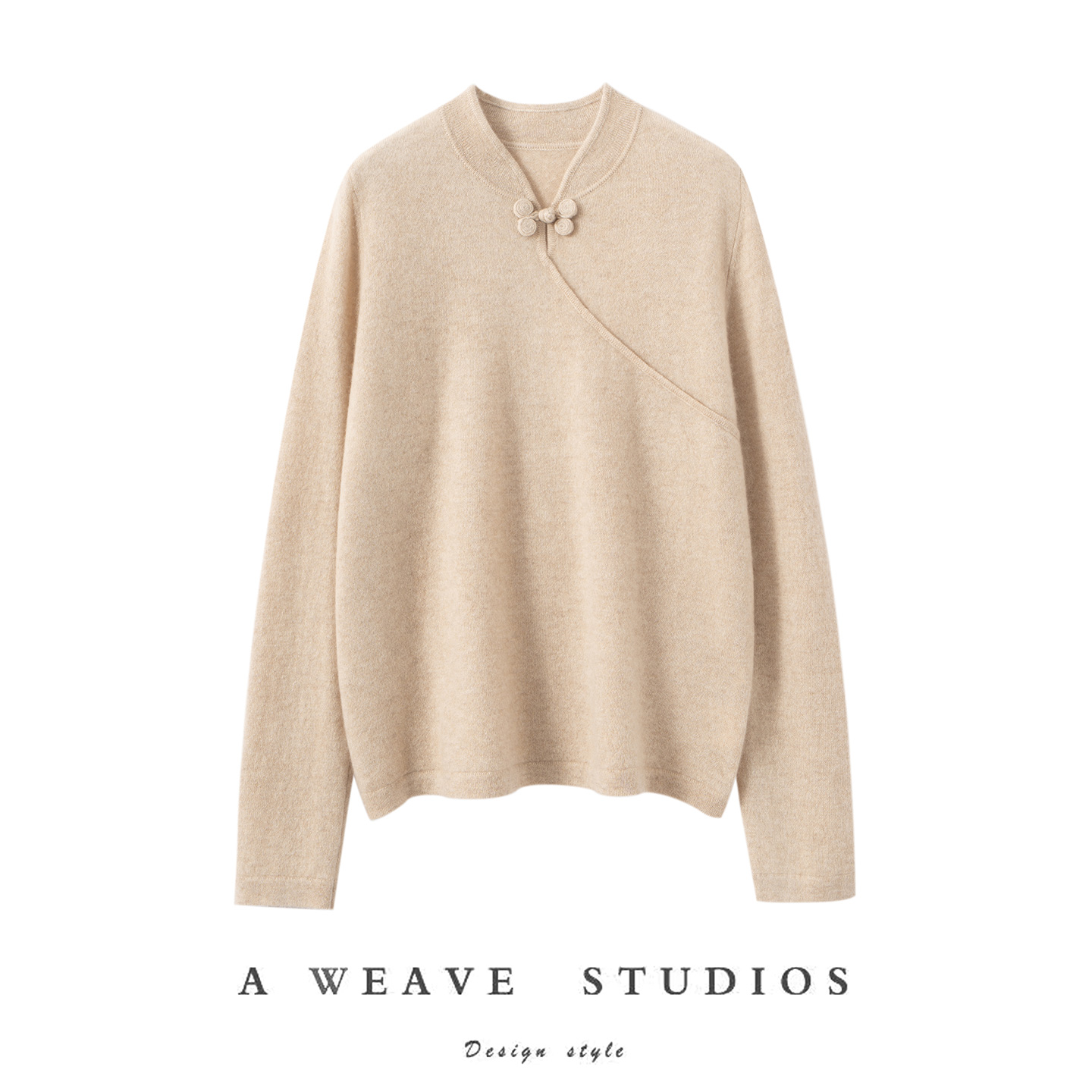 100%纯山羊绒针织打底衫女新中式