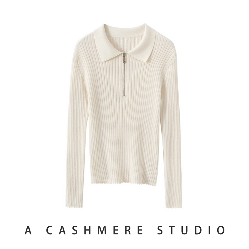 翻领半拉链款毛衣针织打底衫