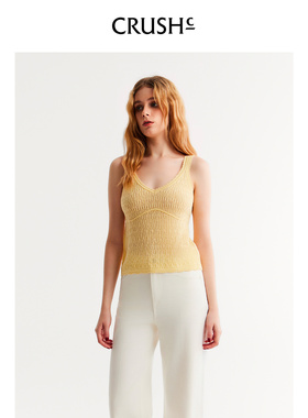 CRUSH Collection2026年早春新款绵羊毛镂空V领背心内搭外穿上衣