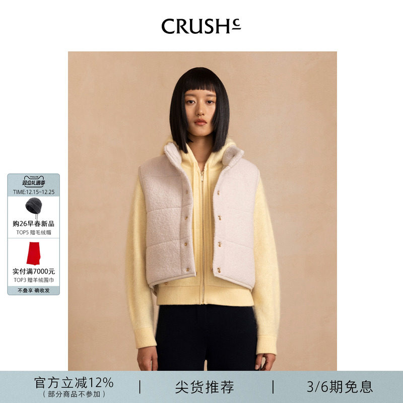 CRUSH Collection冬季新款美拉德绗棉立领棉服短马甲