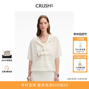 T恤蕾丝上衣女 运动连帽宽松短袖 Collection2024年春夏新款 CRUSH