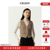 Collection早春新款 方媛同款 CRUSH 复古格纹V领马甲外穿减龄上衣