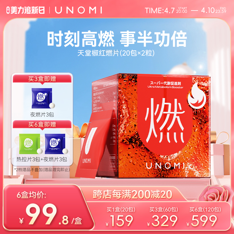 UNOMI红燃片热控片身材管理碳水燃烧阻断剂片膳食纤维片