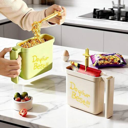 No Wash Instant Noodle Bowl with Fork Heat-resistant Lunch B